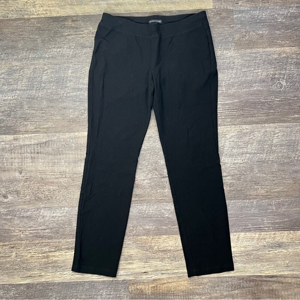Eileen Fisher Black Straight Leg Knit Pants size extra small XS B18